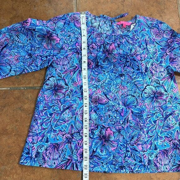 NWT Lilly Pulitzer Rilynn Long Sleeve Breakwater Blue Shells N Bells Top Size XS - Picture 11 of 12